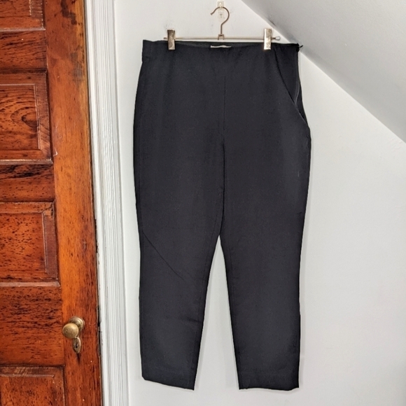 EVERLANE Black Side Zip High Rise Stretch Cotton Elastic Waist Pant Size 10 - Picture 1 of 5